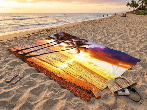 Szybkoschnący XXL ręcznik plażowy SUNDARA kolorowy 150 x 210 cm, 100% mikrofibra