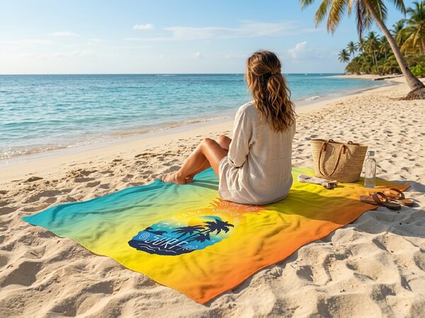Ręcznik plażowy XXL szybkoschnący ANANARA kolorowy 150 x 210 cm, 100% mikrofibra