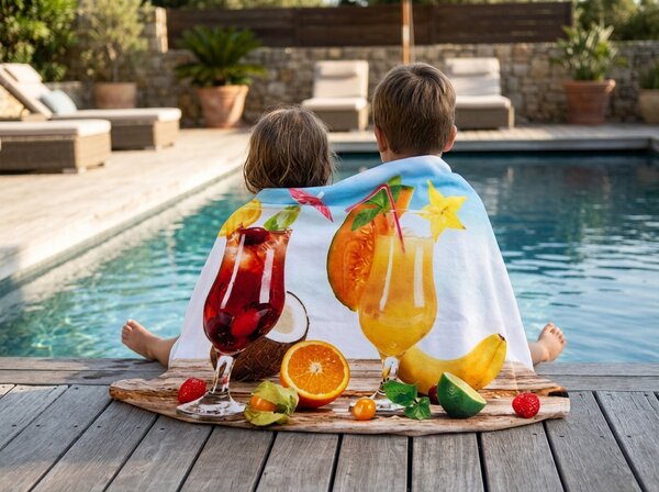 Szybkoschnący XXL ręcznik plażowy DRINKOZA kolorowy 150 x 210 cm, 100% mikrofibra