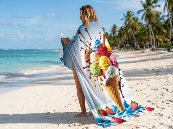 Ręcznik plażowy XXL szybkoschnący DOLCINO kolorowy 150 x 210 cm, 100% mikrofibra