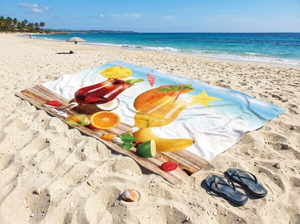 Szybkoschnący XXL ręcznik plażowy DRINKOZA kolorowy 150 x 210 cm, 100% mikrofibra