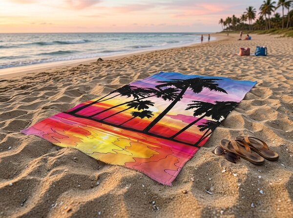Szybkoschnący Ręcznik plażowy XXL SERIVA kolorowy 150 x 210 cm, 100% mikrofibra
