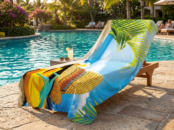 Ręcznik plażowy XXL szybkoschnący SANDORA kolorowy 150 x 210 cm, 100% mikrofibra