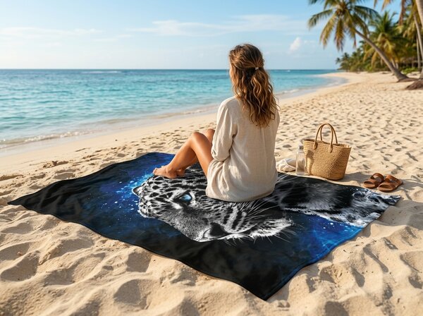 Szybkoschnący XXL ręcznik plażowy LEORIX kolorowy 150 x 210 cm, 100% mikrofibra