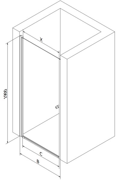 Mexen Pretoria drzwi prysznicowe uchylne 70 cm, transparent, czarne - 852-070-000-70-00