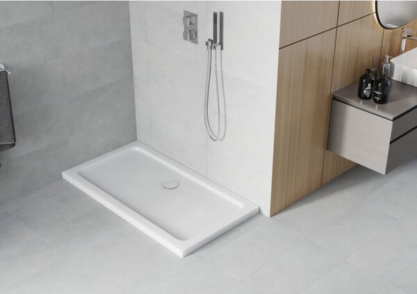 Mexen Flat brodzik prostokątny slim 120 x 70 cm, biały, syfon chrom - 40107012