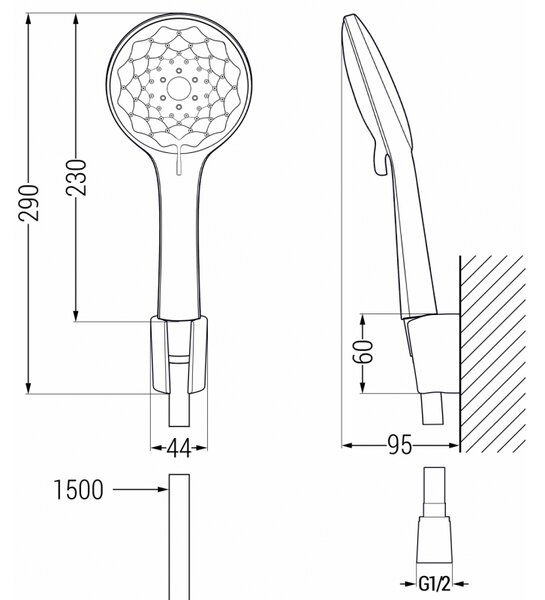 Mexen R-74 zestaw prysznicowy punktowy, chrom - 785745052-00