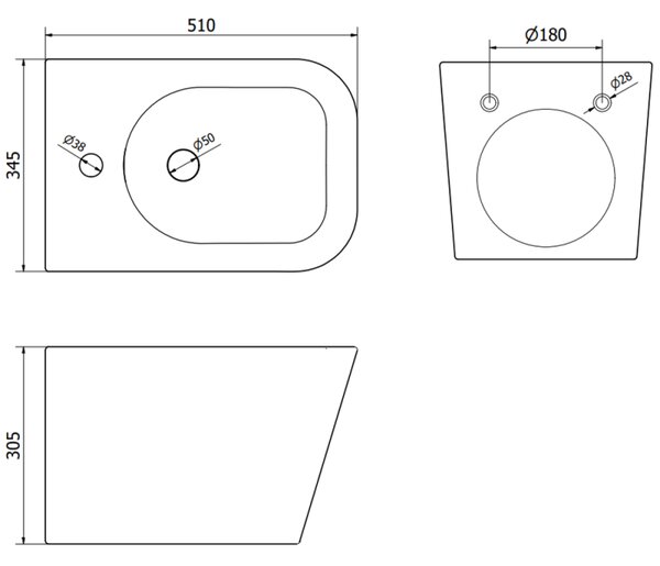 Mexen Teo bidet wiszący, czarny mat - 35855185