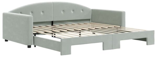 Sofa rozsuwana, jasnoszara, 100x200 cm, aksamit