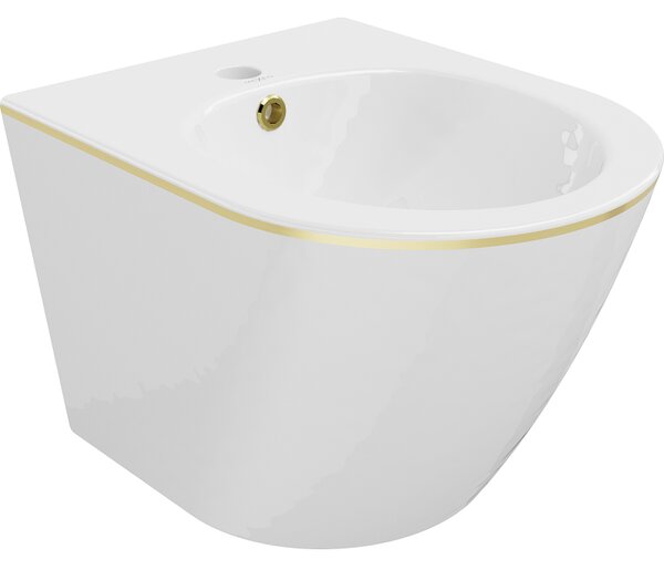 Mexen Lena bidet wiszący, biały/złoty linia - 35224805