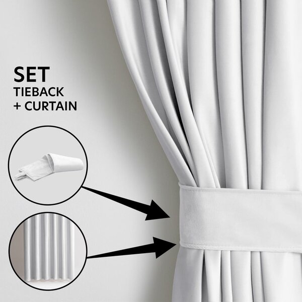 Biała aksamitna zasłona częściowo zaciemniająca (dimout) 140x270 cm Eyelets – Restilo