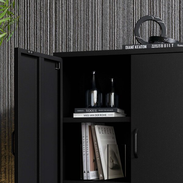 Czarna szafka z półkami na nóżkach metalowa VITO Modern 800 x 1015 x 400 mm