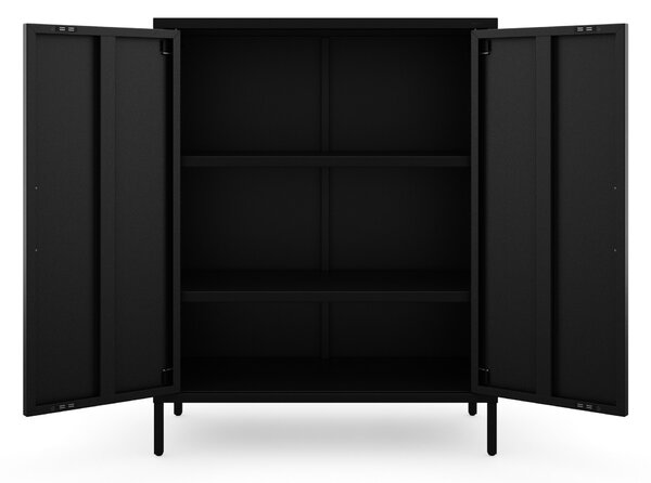 Czarna szafka z półkami na nóżkach metalowa VITO Modern 800 x 1015 x 400 mm