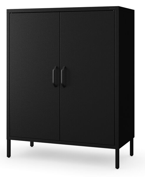Czarna szafka z półkami na nóżkach metalowa VITO Modern 800 x 1015 x 400 mm