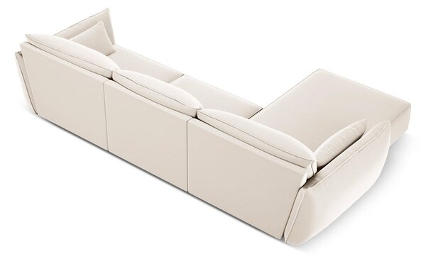 Beżowy aksamitny narożnik (lewostronny/z szezlongiem) Vanda – Mazzini Sofas