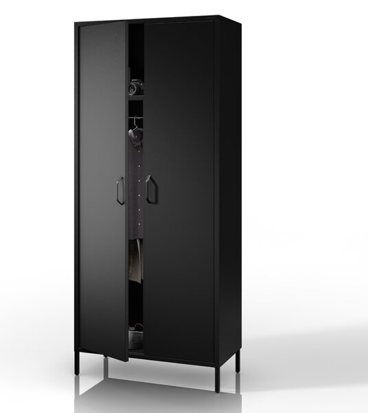 Szafa na ubrania metalowa loftowa na nóżkach czarna, 800x1850x450 mm: FLAVIO Modern