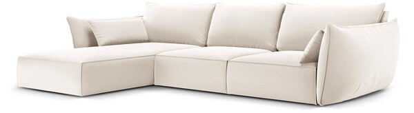 Beżowy aksamitny narożnik (lewostronny/z szezlongiem) Vanda – Mazzini Sofas