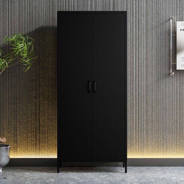 Szafa na ubrania metalowa loftowa na nóżkach czarna, 800x1850x450 mm: FLAVIO Modern