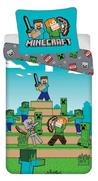 Bawełniana pościel dziecięca jednoosobowa 140x200 cm Minecraft "We got this" – Jerry Fabrics