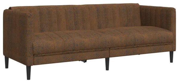Sofa 3-os., brÄ zowa, sztuczna skÃ³ra zamszowa