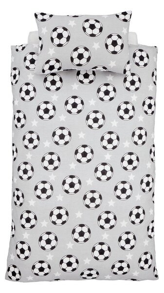 Szara flanelowa pościel dziecięca dwuosobowa 200x200 cm Football Stars – Catherine Lansfield