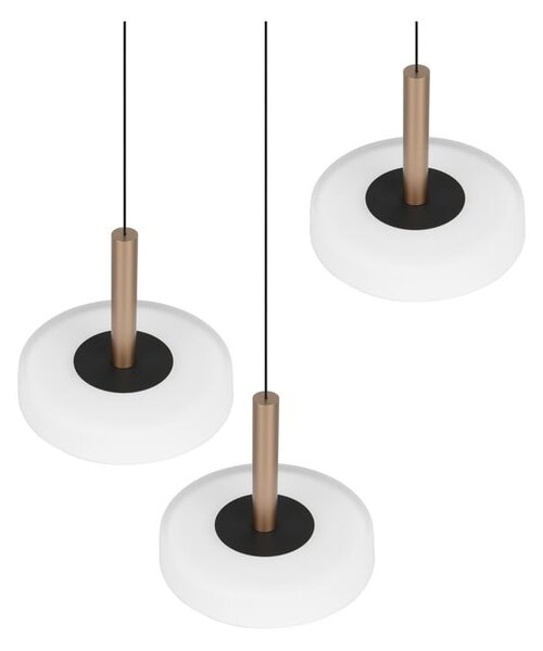Lampa wisząca LED w czarno-biało-złotym kolorze ze ściemniaczem i szklanym kloszem ø 35 cm Celeste – Trio
