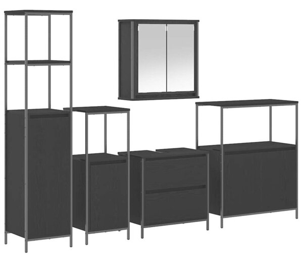 Zestaw mebli łazienkowych 5 szt. czarny 76.5 x 35 x 95 cm