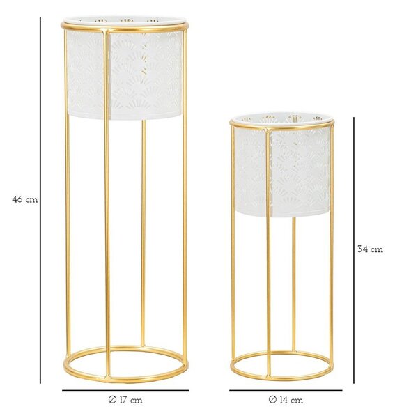 Metalowe kwietniki 2 szt. ø 17 cm (wysokość 46 cm) Whity – Mauro Ferretti