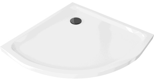 Mexen Flat brodzik półokrągły slim 80 x 80 cm, biały, syfon czarny - 41108080B