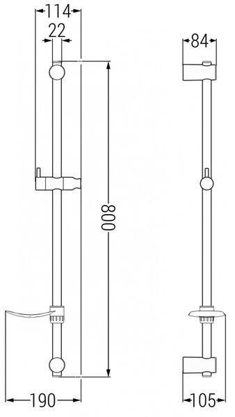 Mexen DF drążek prysznicowy z mydelniczką 80 cm, chrom - 79382-00