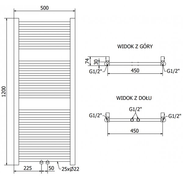 Mexen Mars grzejnik elektryczny 1200 x 500 mm, 500 W, czarny - W110-1200-500-6500-70