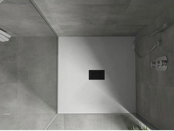 Mexen Hugo brodzik kwadratowy SMC 100 x 100 cm, biały, maskownica czarna - 42101010-B