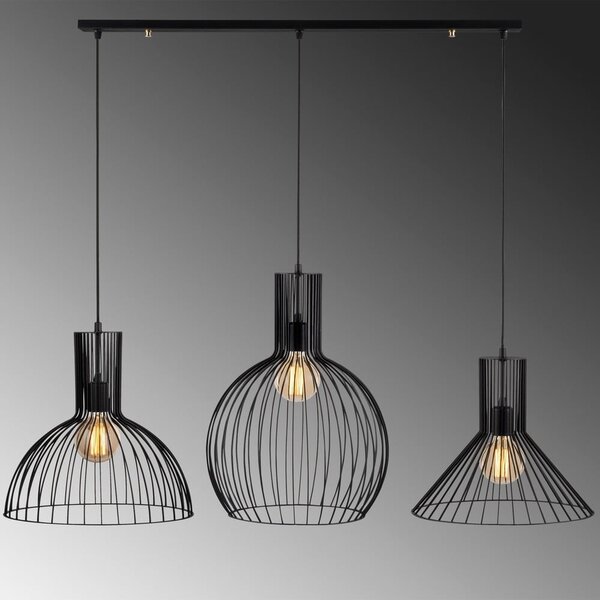 Czarna lampa wisząca z metalowym kloszem Fellini – Opviq lights