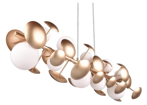 Lampa wisząca w biało-złotym kolorze ze szklanym kloszem Bubble – Trio Select