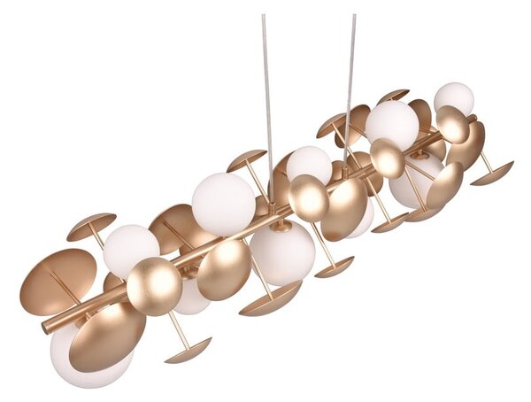 Lampa wisząca w biało-złotym kolorze ze szklanym kloszem Bubble – Trio Select