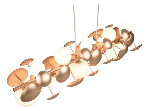 Lampa wisząca w biało-złotym kolorze ze szklanym kloszem Bubble – Trio Select