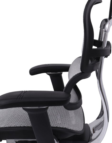 Fotel biurowy Ergohuman 2 Elite BS Grey - szaro-czarny ergonomiczny fotel siatkowy