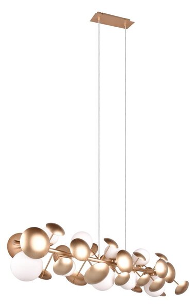 Lampa wisząca w biało-złotym kolorze ze szklanym kloszem Bubble – Trio Select