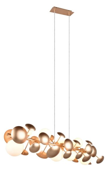 Lampa wisząca w biało-złotym kolorze ze szklanym kloszem Bubble – Trio Select