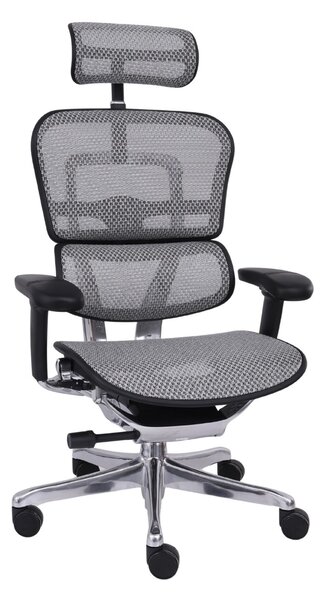 Fotel biurowy Ergohuman 2 Elite BS Grey - szaro-czarny ergonomiczny fotel siatkowy