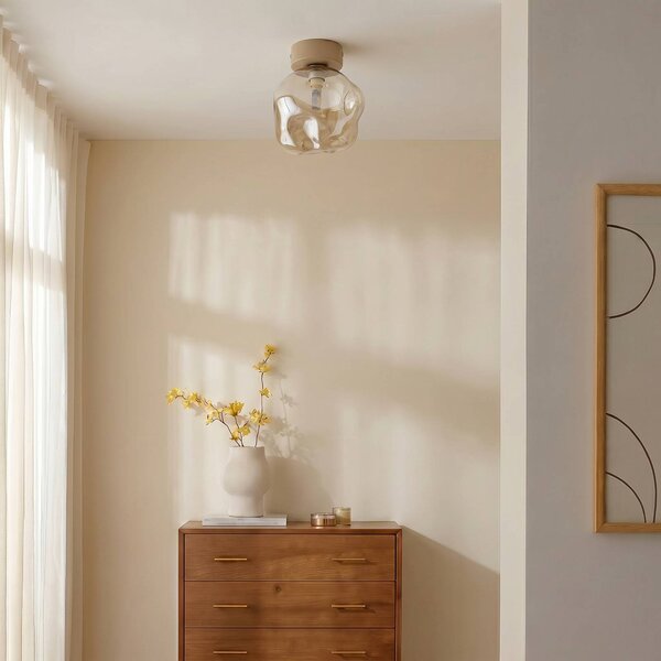 Lampa sufitowa Lava TK Lighting, możliwość ściemniania, kremowy / amber, salon / jadalnia, szkło, nowoczesny