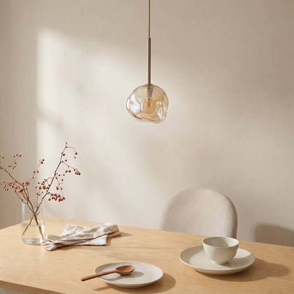 Lampa wisząca Lava TK Lighting, możliwość ściemniania, kremowy / amber, salon / jadalnia, szkło, nowoczesny