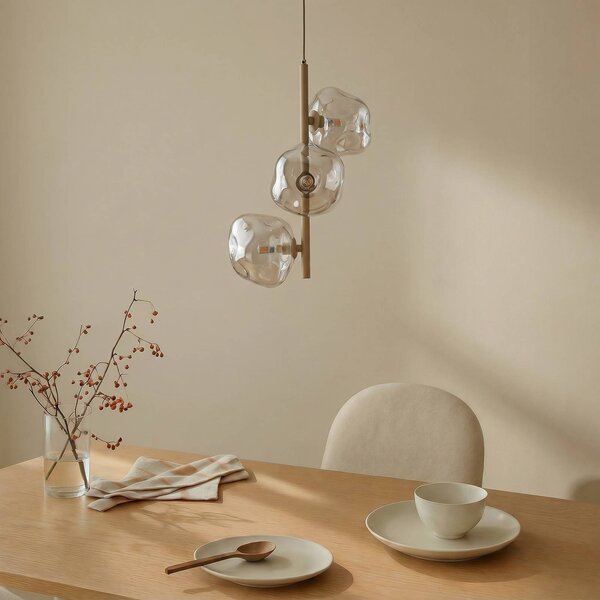 Lampa wisząca Lava TK Lighting, możliwość ściemniania, kremowy / amber, salon / jadalnia, szkło, nowoczesny