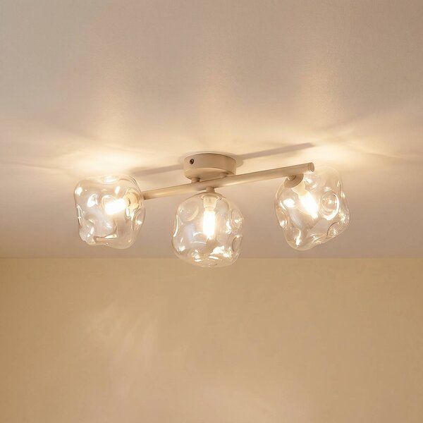 TK Lighting Lampa sufitowa Lava, możliwość ściemniania, kremowy / amber, salon / jadalnia, szkło, nowoczesny