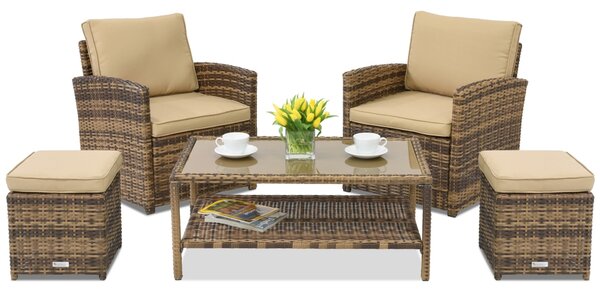 Meble ogrodowe Monaco Terrace + 2 pufy Garden Point brązowe