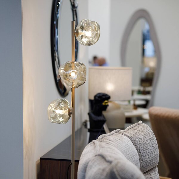 Lampa stojąca Lava TK Lighting, kremowy / amber, salon / jadalnia, szkło, nowoczesny