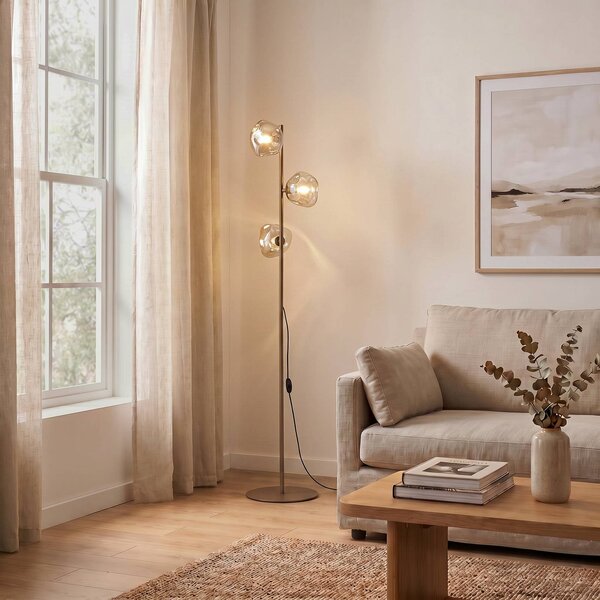 Lampa stojąca Lava TK Lighting, kremowy / amber, salon / jadalnia, szkło, nowoczesny