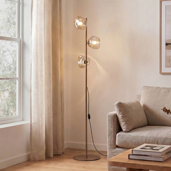 Lampa stojąca Lava TK Lighting, kremowy / amber, salon / jadalnia, szkło, nowoczesny