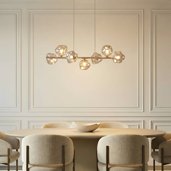 Lampa wisząca Lava TK Lighting, możliwość ściemniania, kremowy / amber, salon / jadalnia, szkło, nowoczesny
