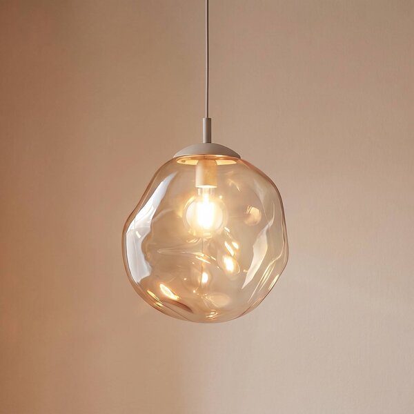 TK Lighting Lampa wisząca Lava, możliwość ściemniania, kremowy / amber, salon / jadalnia, szkło, nowoczesny